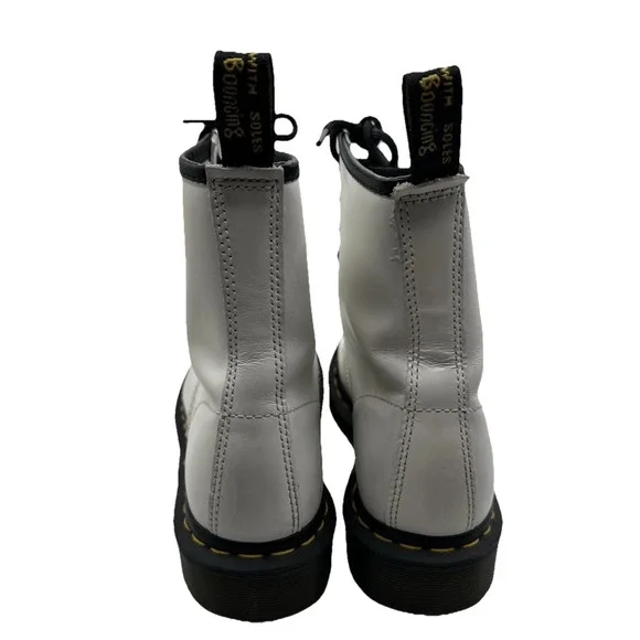 Dr. Martens 1460 White Leather Boots Women's 7 Lace-Up Combat Boots - Picture 8 of 11